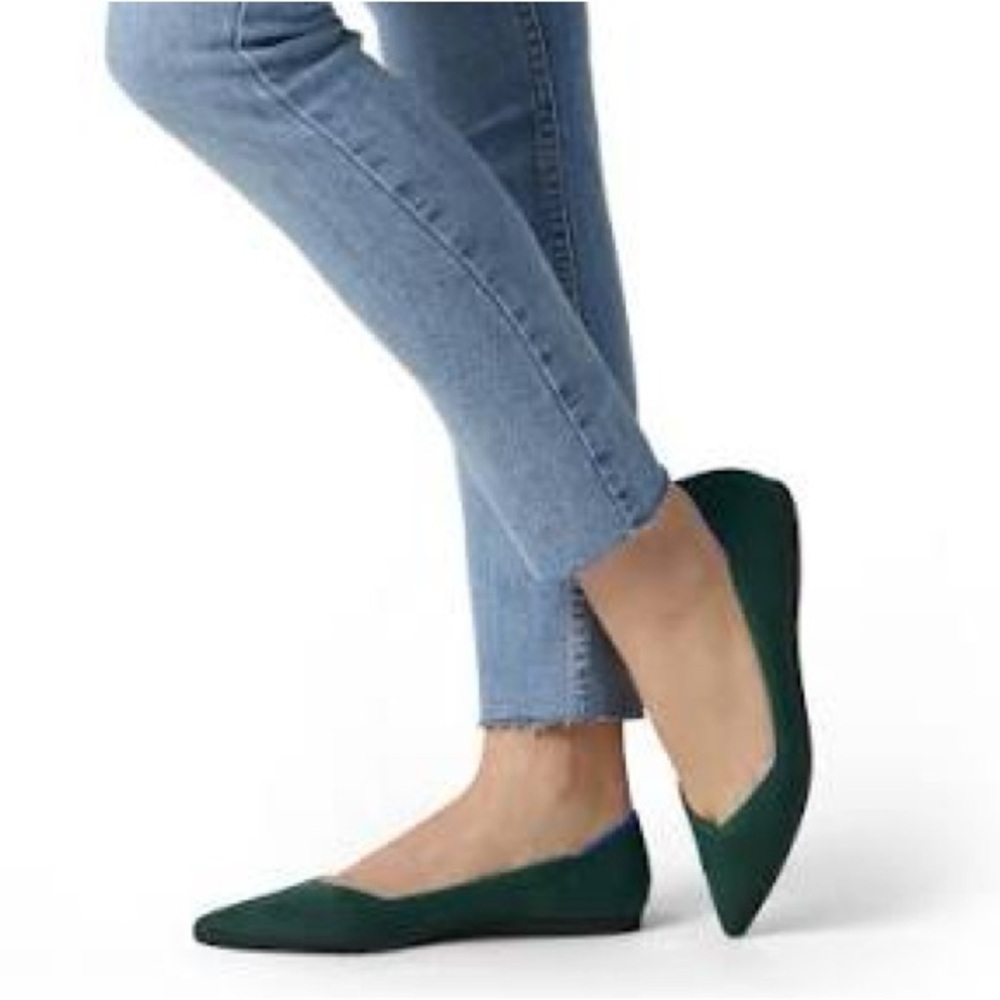 RARE Retired Rothy’s Emerald Green The Point Luxury Ballet Flats